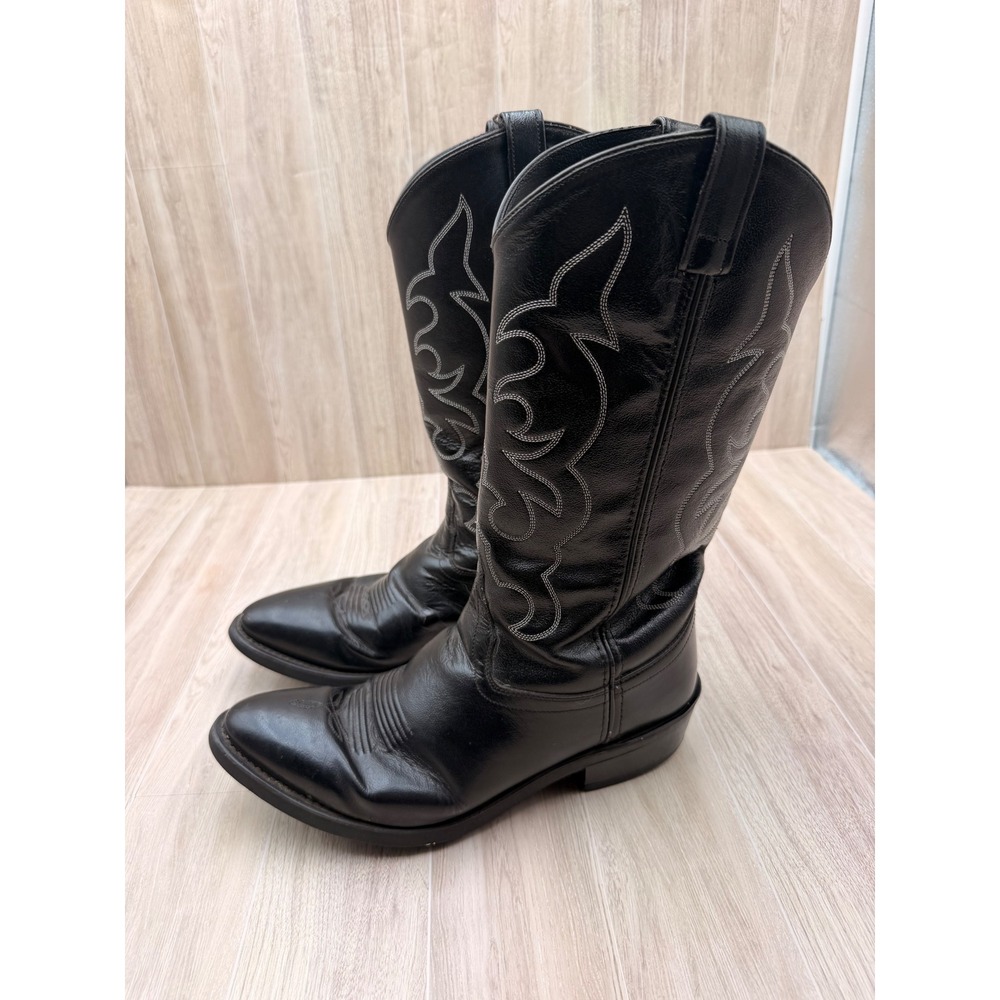 Old West Cowboy Boots Mens 10 EE Black Good Leather Pointed Toe TBM3010